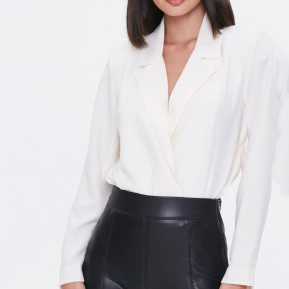Forever 21 Surplice White Collared Bodysuit [NWOT]